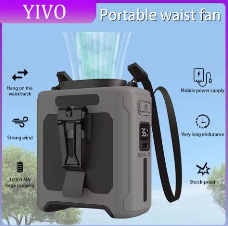 Outdoor 10,000mAh Waist Fan – Long - Lasting Cooling for Work & Camping - BLVCK